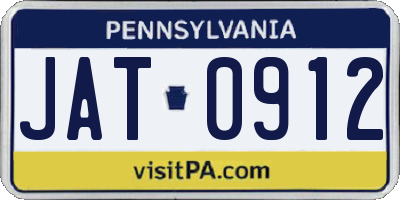 PA license plate JAT0912