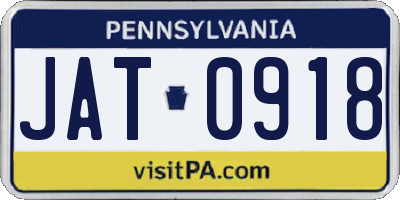 PA license plate JAT0918