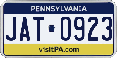 PA license plate JAT0923