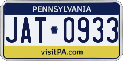 PA license plate JAT0933