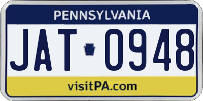 PA license plate JAT0948
