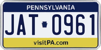 PA license plate JAT0961
