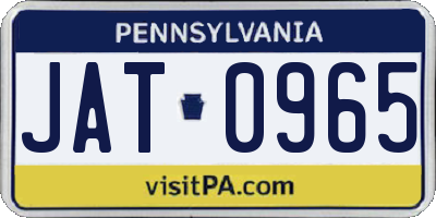 PA license plate JAT0965