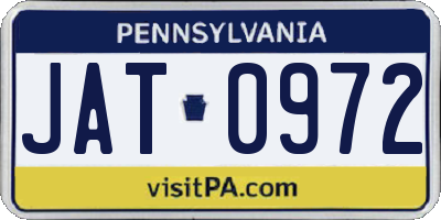 PA license plate JAT0972