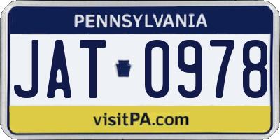 PA license plate JAT0978