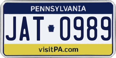 PA license plate JAT0989