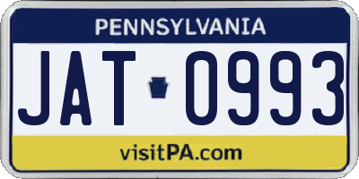 PA license plate JAT0993
