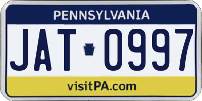 PA license plate JAT0997