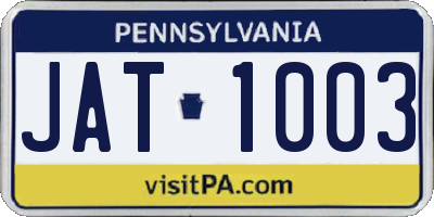 PA license plate JAT1003