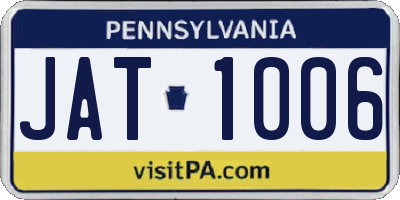 PA license plate JAT1006