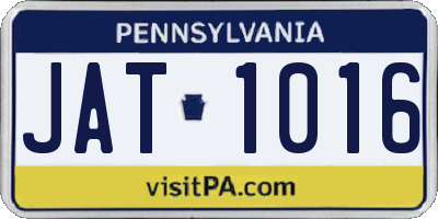 PA license plate JAT1016