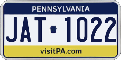 PA license plate JAT1022