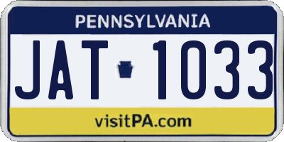 PA license plate JAT1033