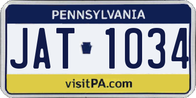 PA license plate JAT1034