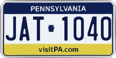 PA license plate JAT1040