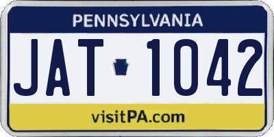 PA license plate JAT1042