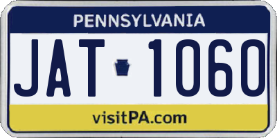 PA license plate JAT1060