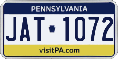 PA license plate JAT1072