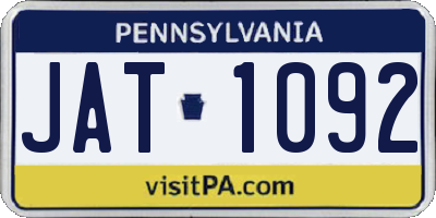 PA license plate JAT1092