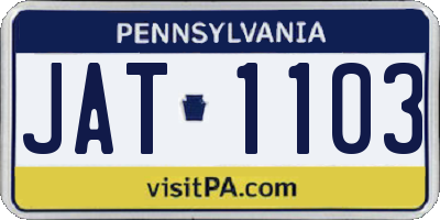 PA license plate JAT1103