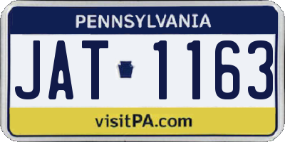 PA license plate JAT1163