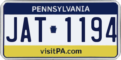 PA license plate JAT1194