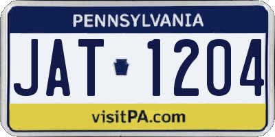 PA license plate JAT1204