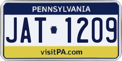 PA license plate JAT1209