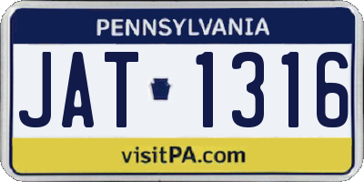 PA license plate JAT1316