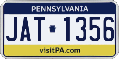 PA license plate JAT1356