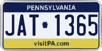 PA license plate JAT1365
