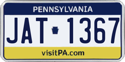 PA license plate JAT1367