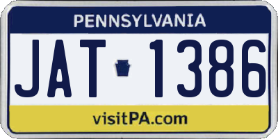 PA license plate JAT1386