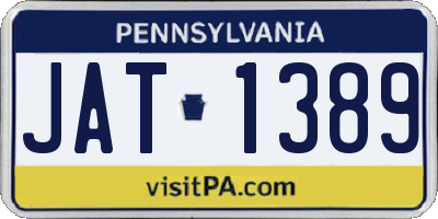 PA license plate JAT1389