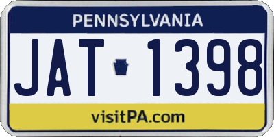 PA license plate JAT1398