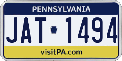 PA license plate JAT1494