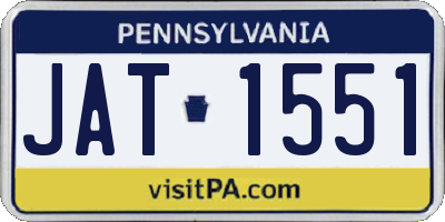 PA license plate JAT1551