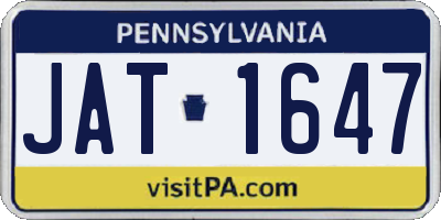 PA license plate JAT1647