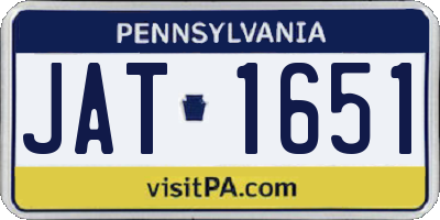 PA license plate JAT1651