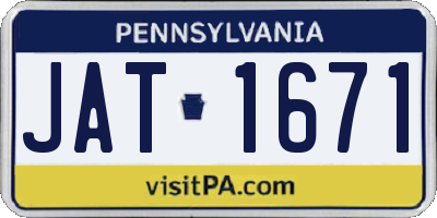 PA license plate JAT1671