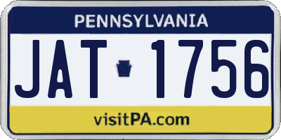 PA license plate JAT1756