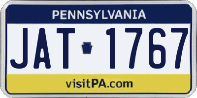 PA license plate JAT1767