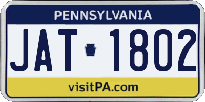 PA license plate JAT1802