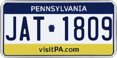 PA license plate JAT1809