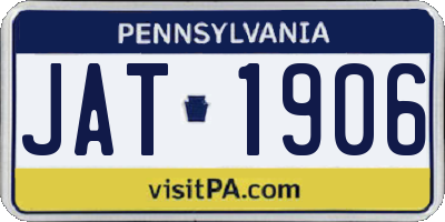 PA license plate JAT1906