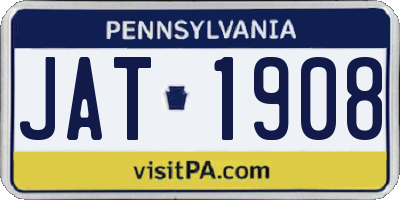 PA license plate JAT1908