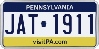 PA license plate JAT1911