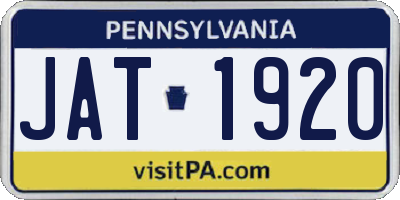 PA license plate JAT1920