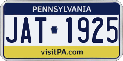 PA license plate JAT1925