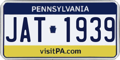 PA license plate JAT1939